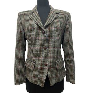 Liz Claiborne Sport Multicolor Houndstooth Wool Blazer - Like New - Size 4P